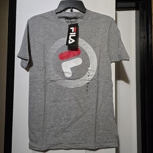 Fila Gray Men's Short Sleeve T-Shirt W Graphics In The Front Size Small